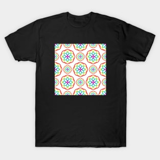 Rainbow Geometric Floral Pattern T-Shirt